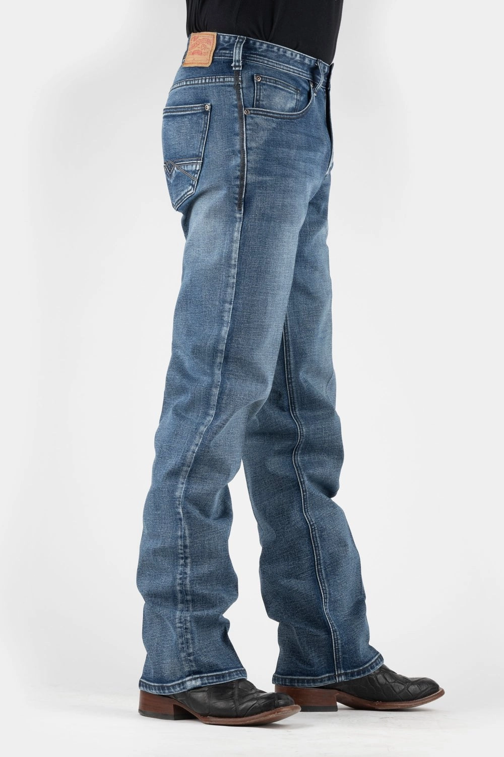 Stetson Mens Blue Cotton Blend Fit 2 Tone 1312 Modern Jeans Weekend Warrior Luxury Athlete Fit Durable Hardware