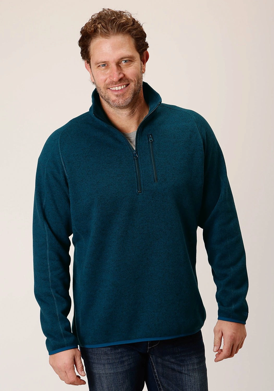 Fall Fashion Wedding guest Stetson Mens Bonded Sweater Knit Blue 100% Polyester Pullover