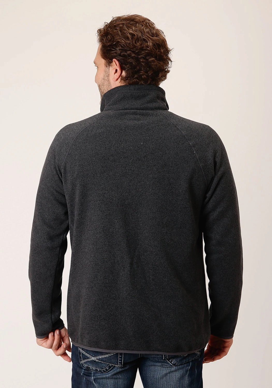 Coffee Run Effortless Style Stetson Mens Bonded Zip Grey 100% Polyester L/S Pullover Sweater