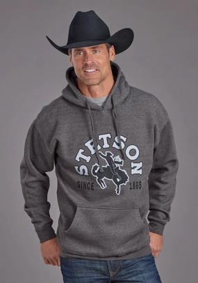 Winter Outerwear Stetson Mens Bronc Rider Charcoal Cotton Blend Hoodie
