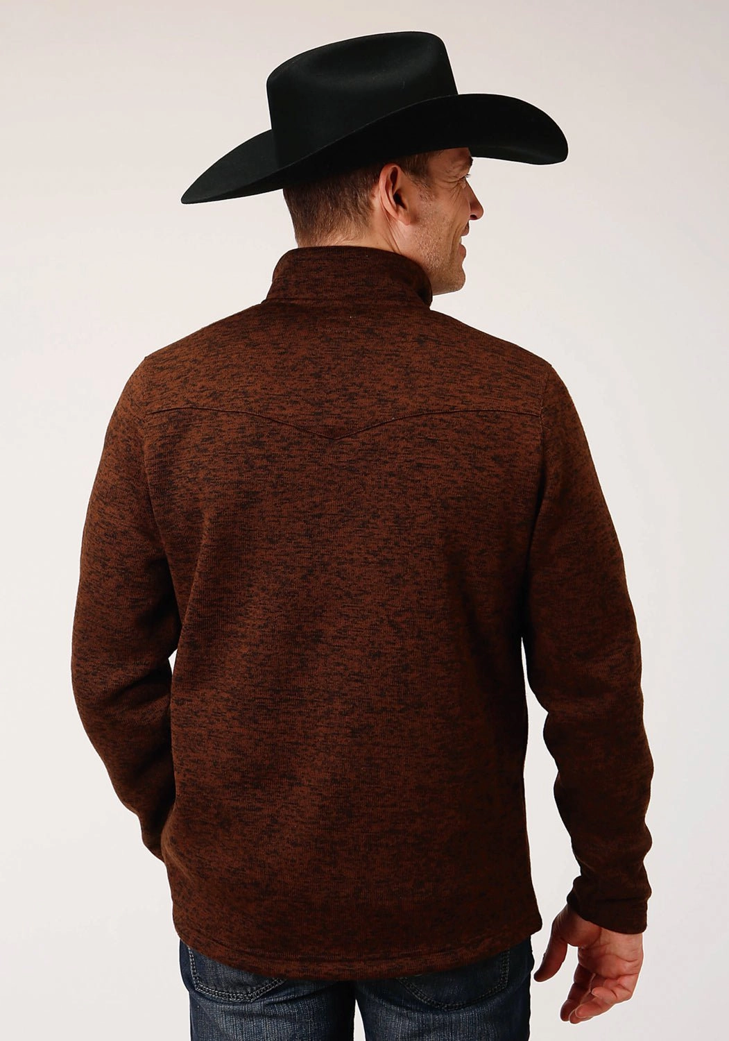Non Irritating Tags Stetson Mens Brown Polyester Bonded Knit Sweater