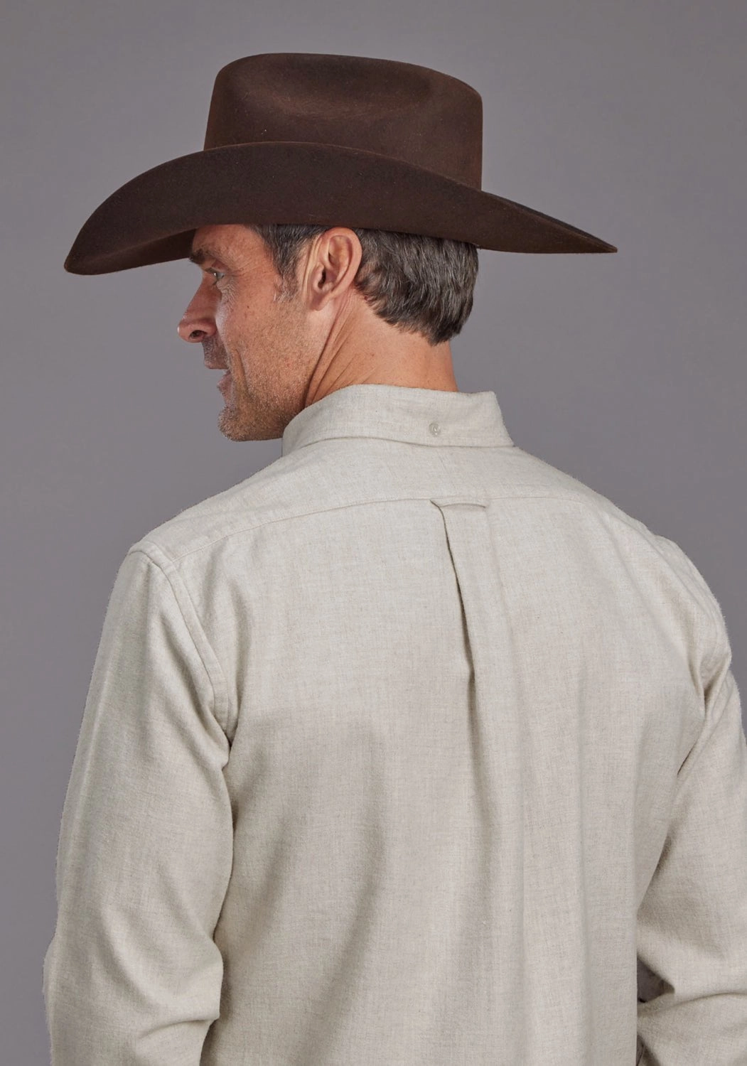 Stetson Mens Brushed Heather Flannel Cream 100% Cotton 1 Pkt L/S Shirt Comfort Wear Thermal Regulation Fabric