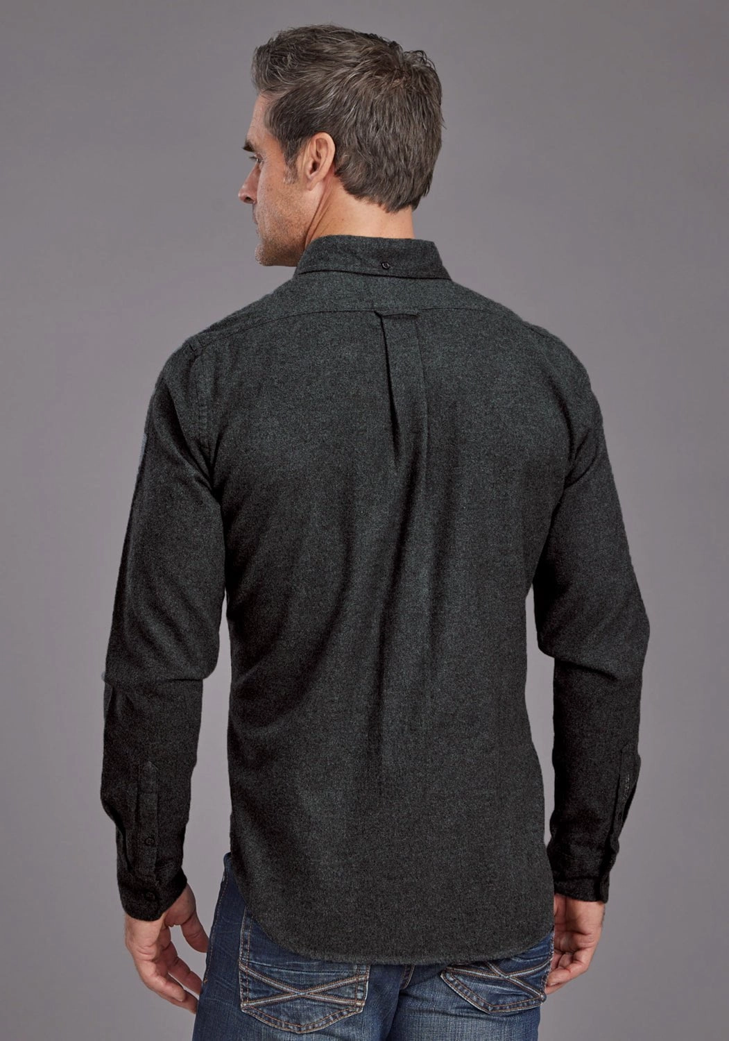 Versatile Styling Winter Collection Stetson Mens Brushed Heather Flannel Grey 100% Cotton 1 Pkt L/S Shirt