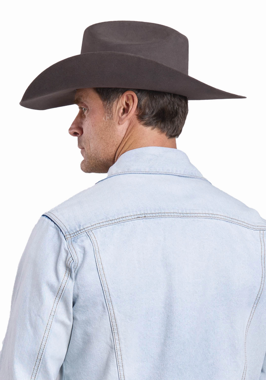 Stetson Mens Denim Trucker Light Blue 100% Cotton Jacket Vegan Safe Seam Sealed Technology