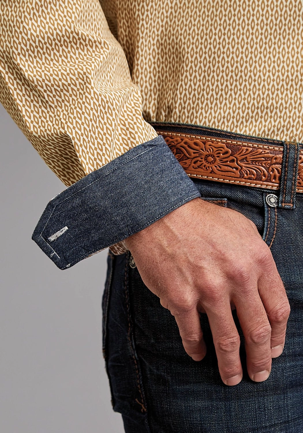 Stetson Mens Diamond Eye Geo Orange 100% Cotton 1 Pkt L/S Shirt Easy Care Material Lounge Comfort