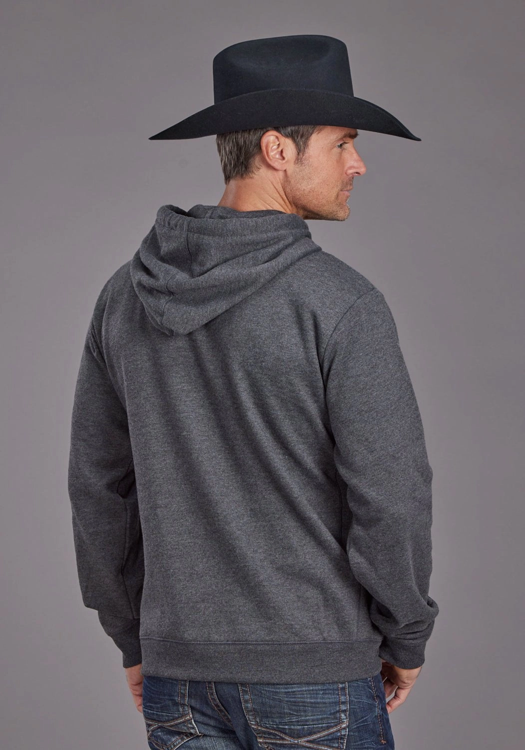 Stetson Mens Distressed Logo Black Cotton Blend Hoodie Flexible Layer System Eco Friendly Textile