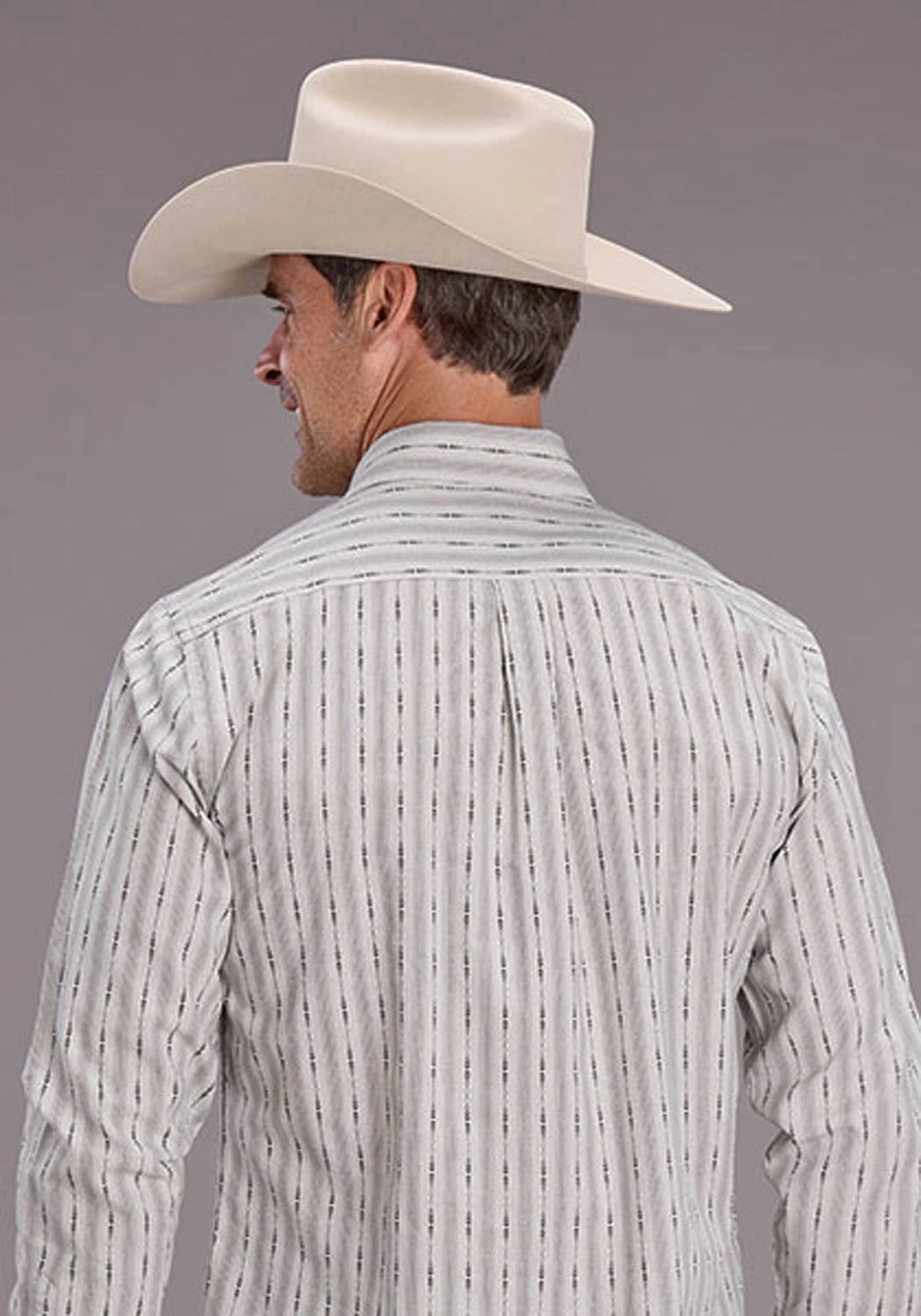 Stetson Mens Dobby Stripe Black 100% Cotton L/S Shirt Stylish Element