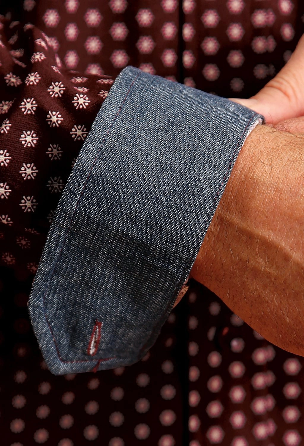 vacation wear Interview Ready Stetson Mens Geometric Sunburst Wine 100% Cotton L/S Shirt