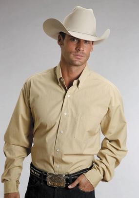 Snug feel Adjustable Cuffs Stetson Mens Gold En Yellow d on End 100% Cotton L/S 1 Pocket Western Shirt