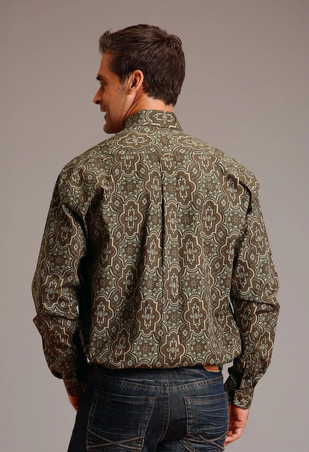 Stylish Design Stetson Mens Grandiose Paisley Brown 100% Cotton L/S Shirt