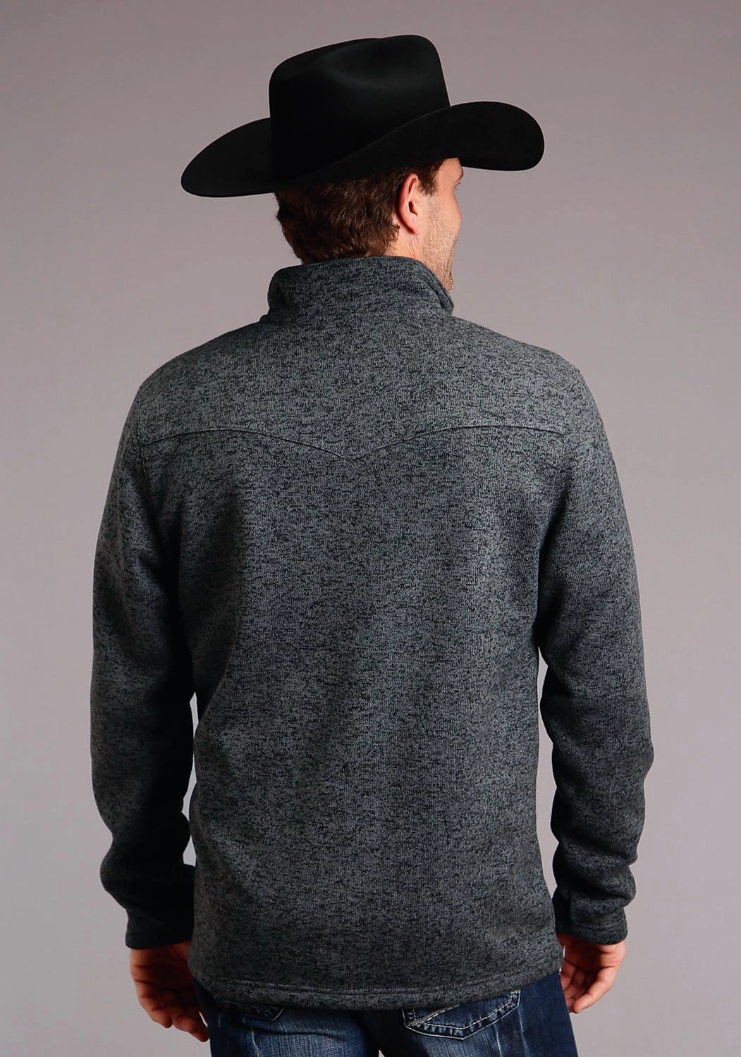 Minimalist Aesthetic Stetson Mens Grey Polyester Bonded 1/4 Button Sweater