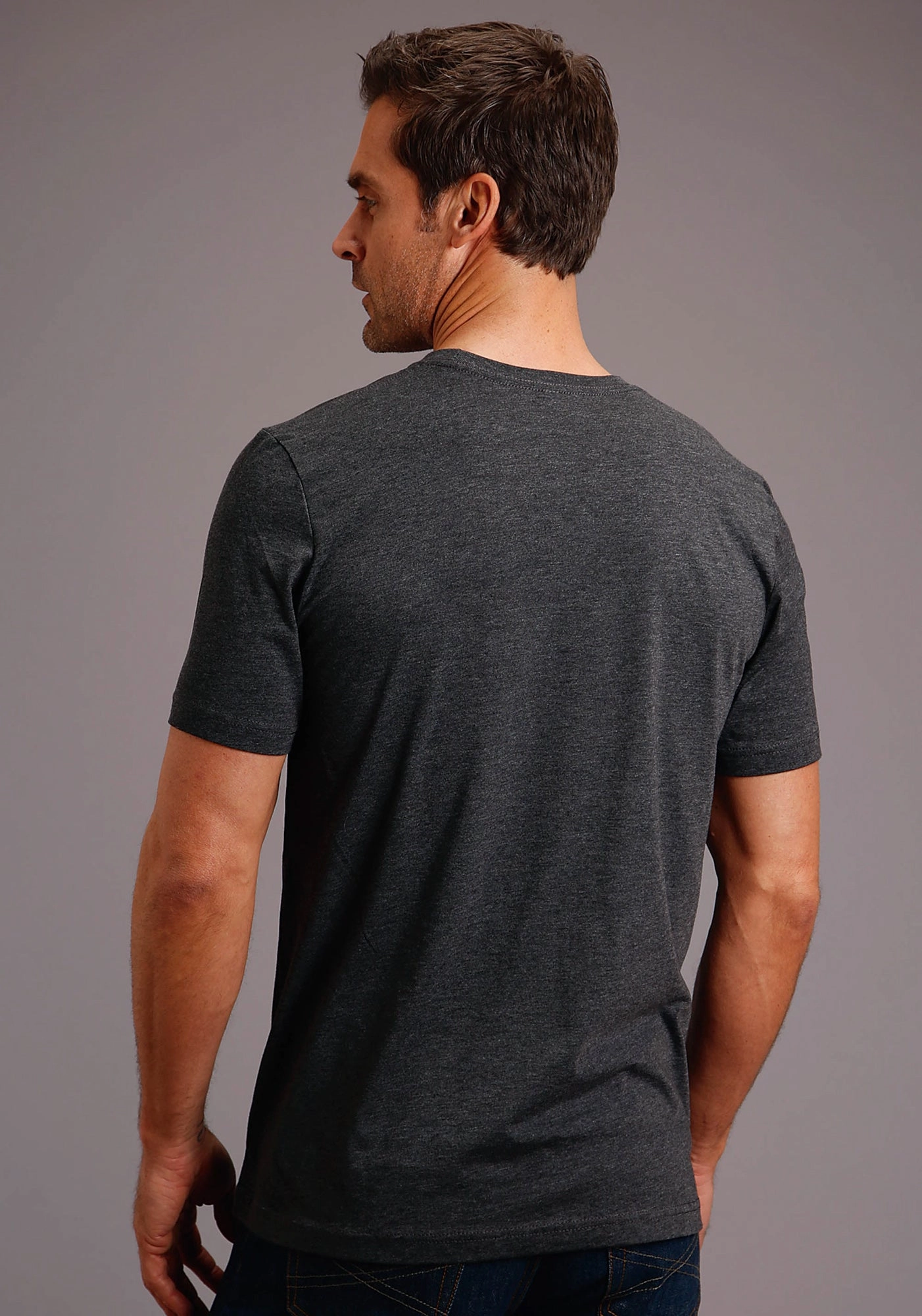 Lightweight texture Youthful Vibe Stetson Mens Heather Grey Cotton Blend Philly S/S T-Shirt