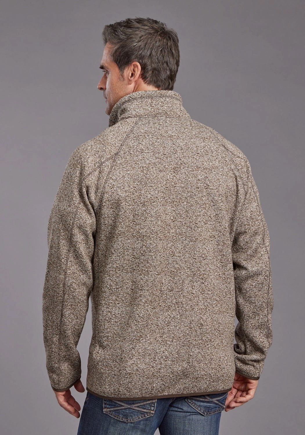 Stetson Mens Heather Herringbone Brown 100% Polyester Pullover Sweater wrinkle free Warm Insulation