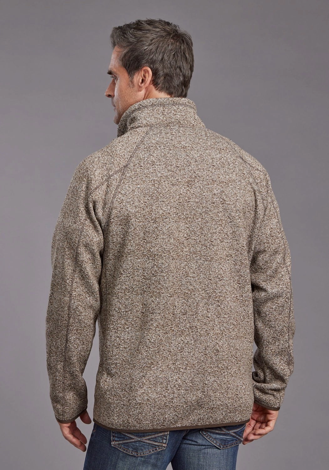 Functional Fashion Beach Ready Stetson Mens Heather Herringbone Brown 100% Polyester Pullover Sweater