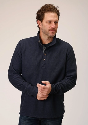 Stetson Mens Honeycomb Knit Blue Polyester L/S Pullover Sweater Cocktail Party