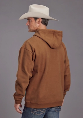 Reinforced Seams Stetson Mens Horserider and Star Earth Orange Cotton Blend Hoodie