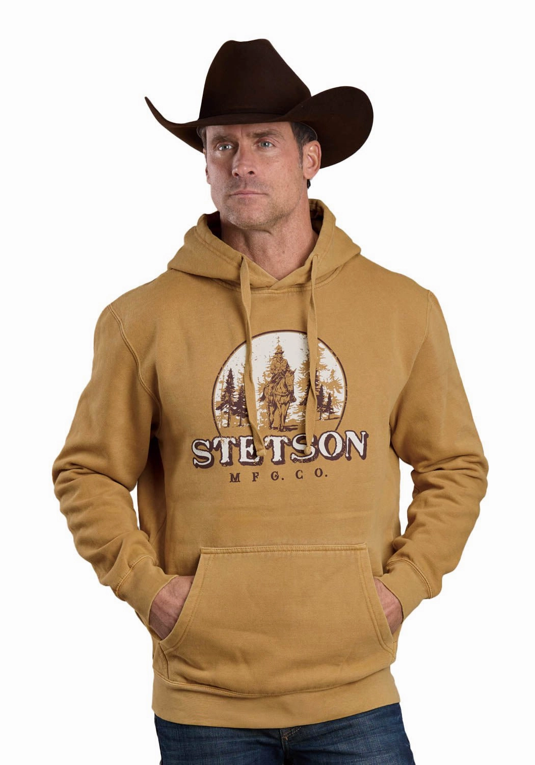 Eco Friendly Coating Stetson Mens Horserider in Woods Orange Cotton Blend Hoodie