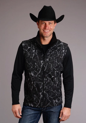 MoistureWickingLining Stetson Mens Range Print Black Poly/Spandex Softshell Vest
