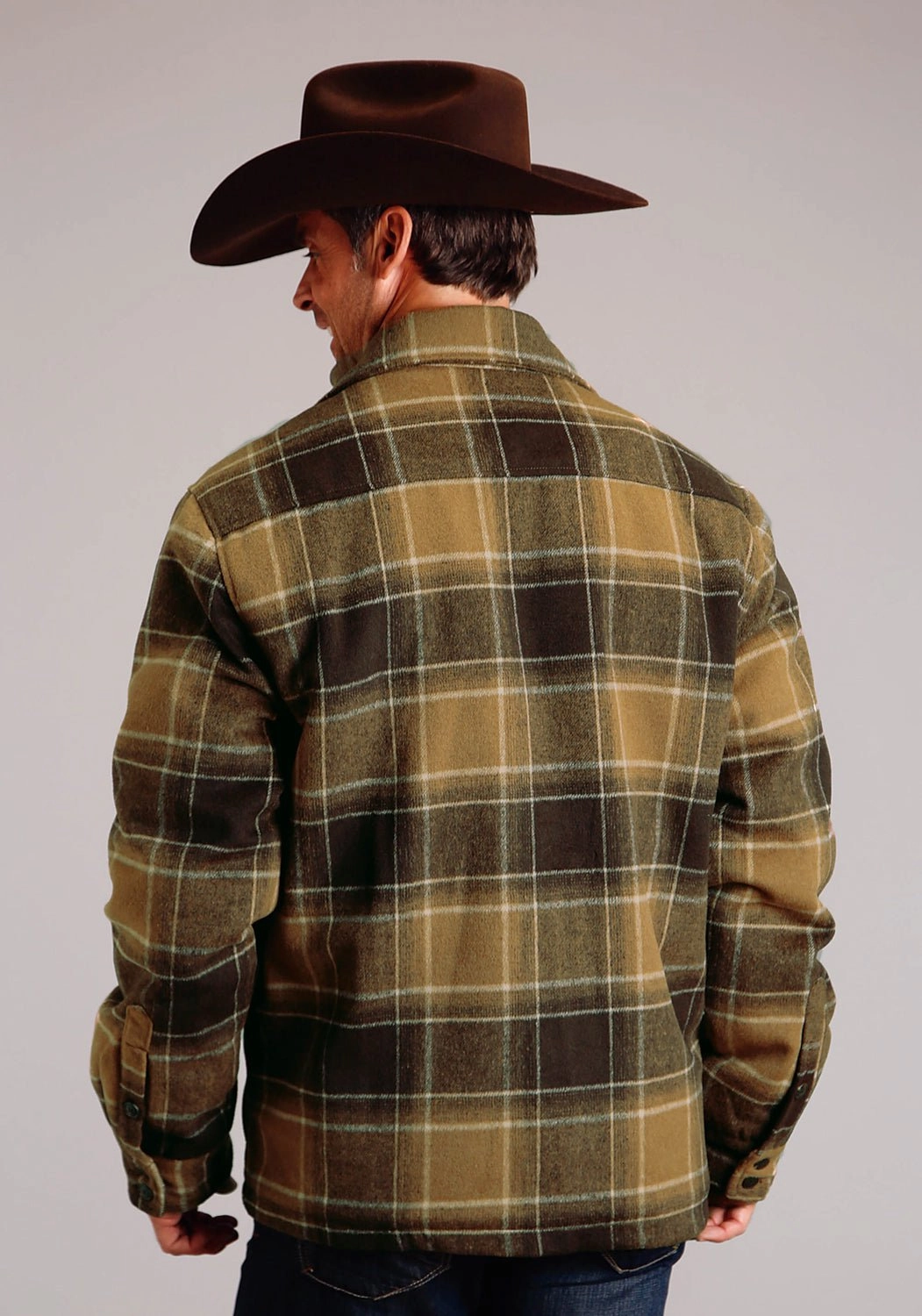 Wind Resistant Lining All Season Fit Stetson Mens Rugged Plaid Brown Poly/Wool Wool Jacket