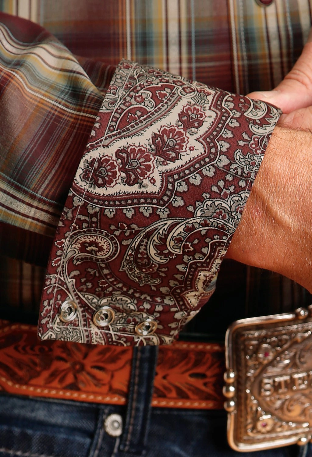 Eco friendly materials Stylish Element Stetson Mens Sandstone Ombre Wine 100% Cotton L/S Shirt