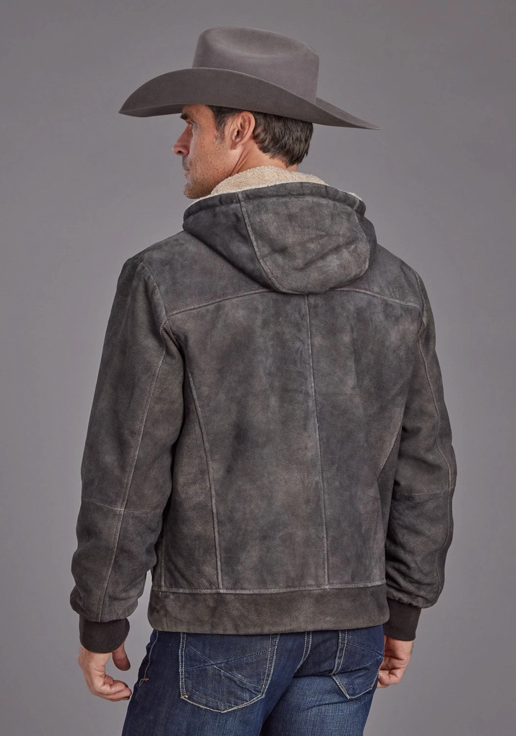 Stetson Mens Sherpa Hooded Brown Leather Leather Jacket Soft Weather Wear