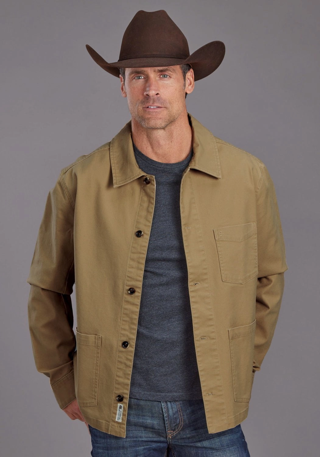 Stetson Mens Solid Canvas Camel Cotton Blend Cotton Jacket Weekday Street Look