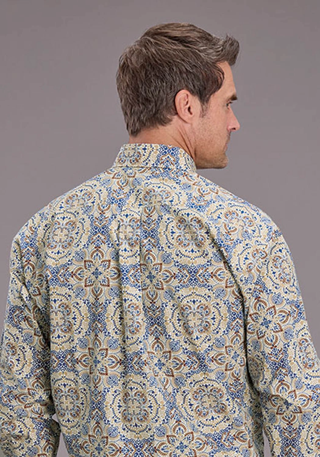 Anti Static Fabric Stetson Mens Summer Medallion Paisley Blue 100% Cotton 1 Pkt L/S Shirt