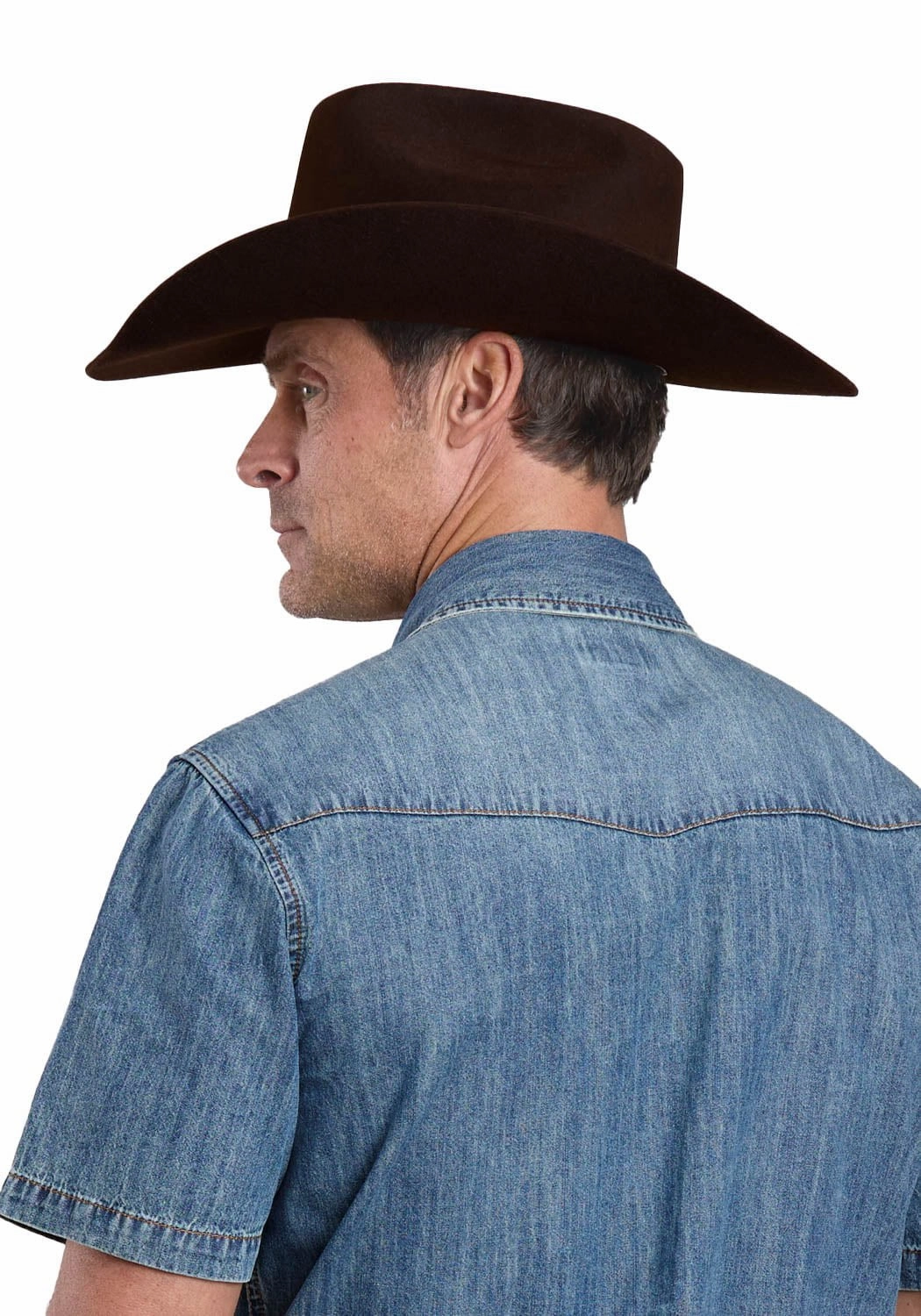 Stetson Mens Turquoise Hex Snaps Stonewashed Denim 100% Cotton S/S Shirt Mature Elegance Coastal Vibes