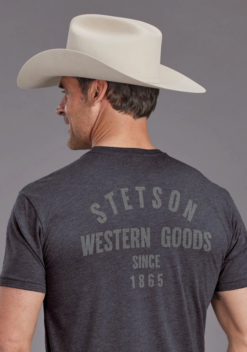 Stetson Mens Western Goods Blue Cotton Blend S/S T-Shirt Streetwear attitude Timeless Fit