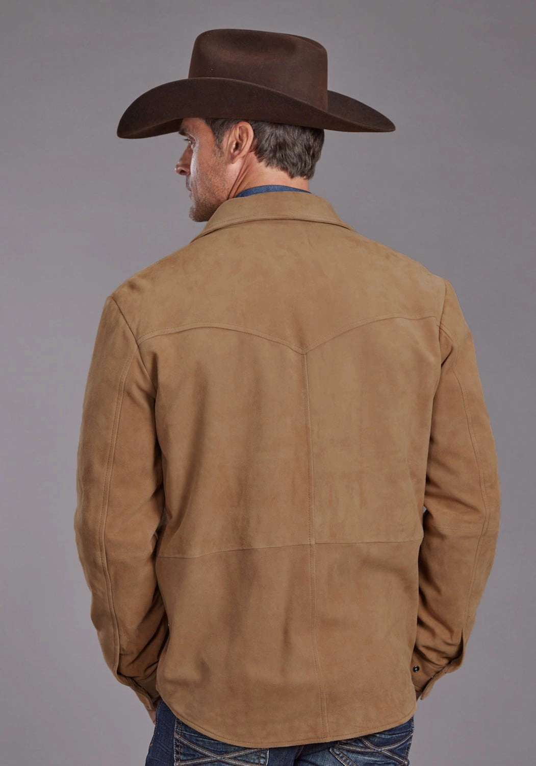Stetson Mens Western Shirt Tan Leather Leather Jacket Sporty Chic