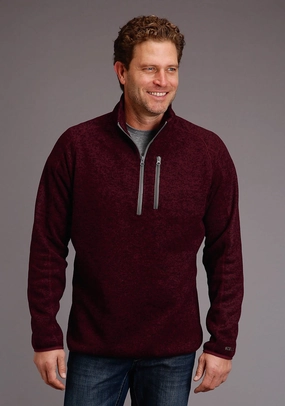 Regular Fit Stetson Mens Wine Polyester Bonded Rugged Sweater