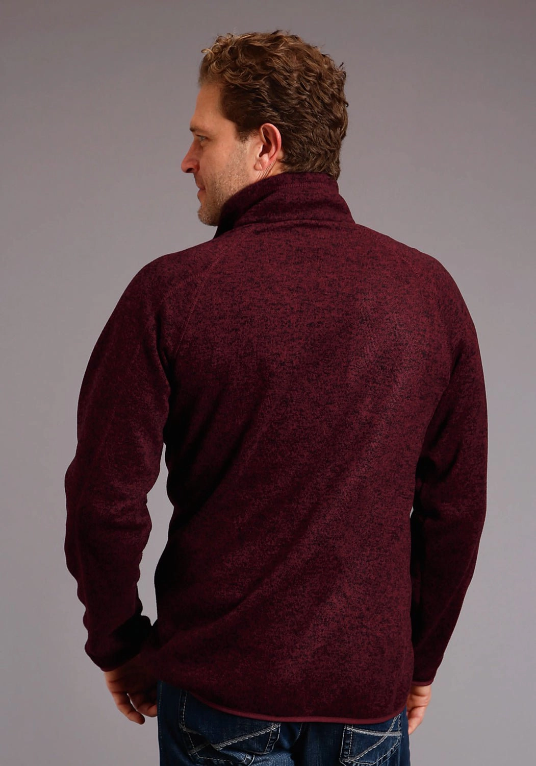 Versatile Piece Stetson Mens Wine Polyester Bonded Rugged Sweater