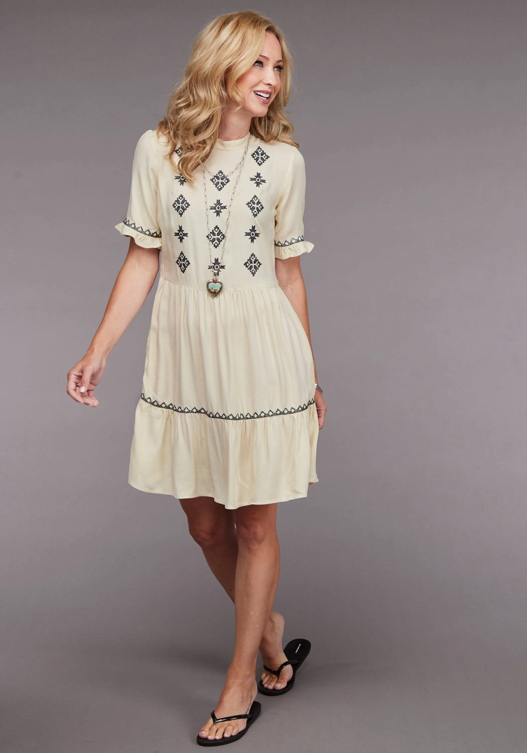 HighElasticity Fabric Stetson Womens 2098 Fitted Twill White 100% Rayon S/S Dress