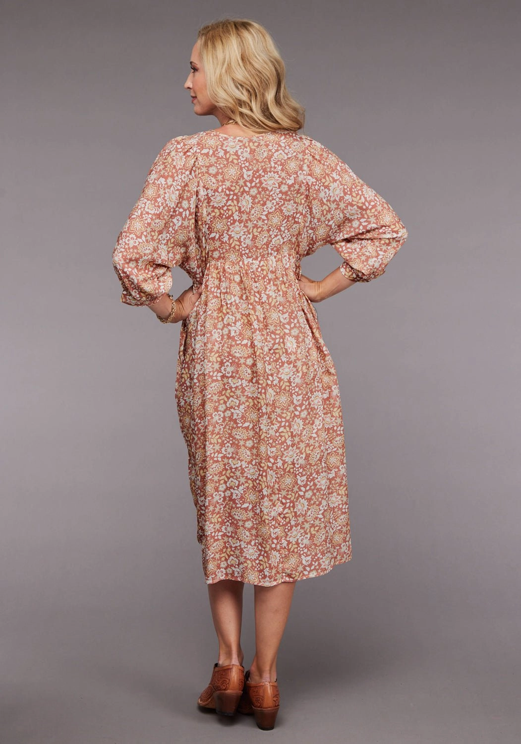 Organic Cotton Easy Fit Stetson Womens 2100 Sunset Floral Pink 100% Rayon L/S Dress