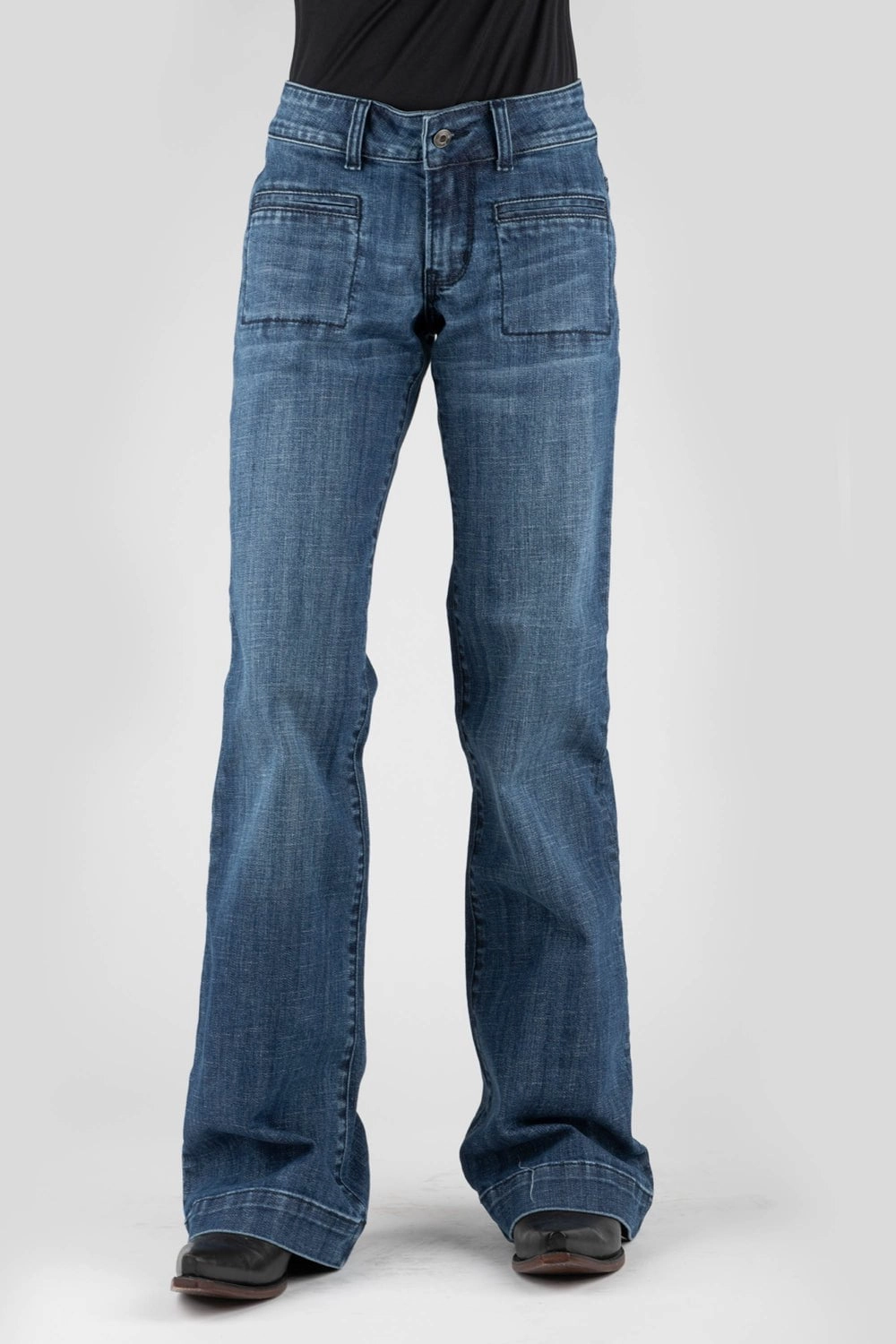 Anti Slip Waistband Stetson Womens 214 Plain Back Blue Cotton Blend Jeans