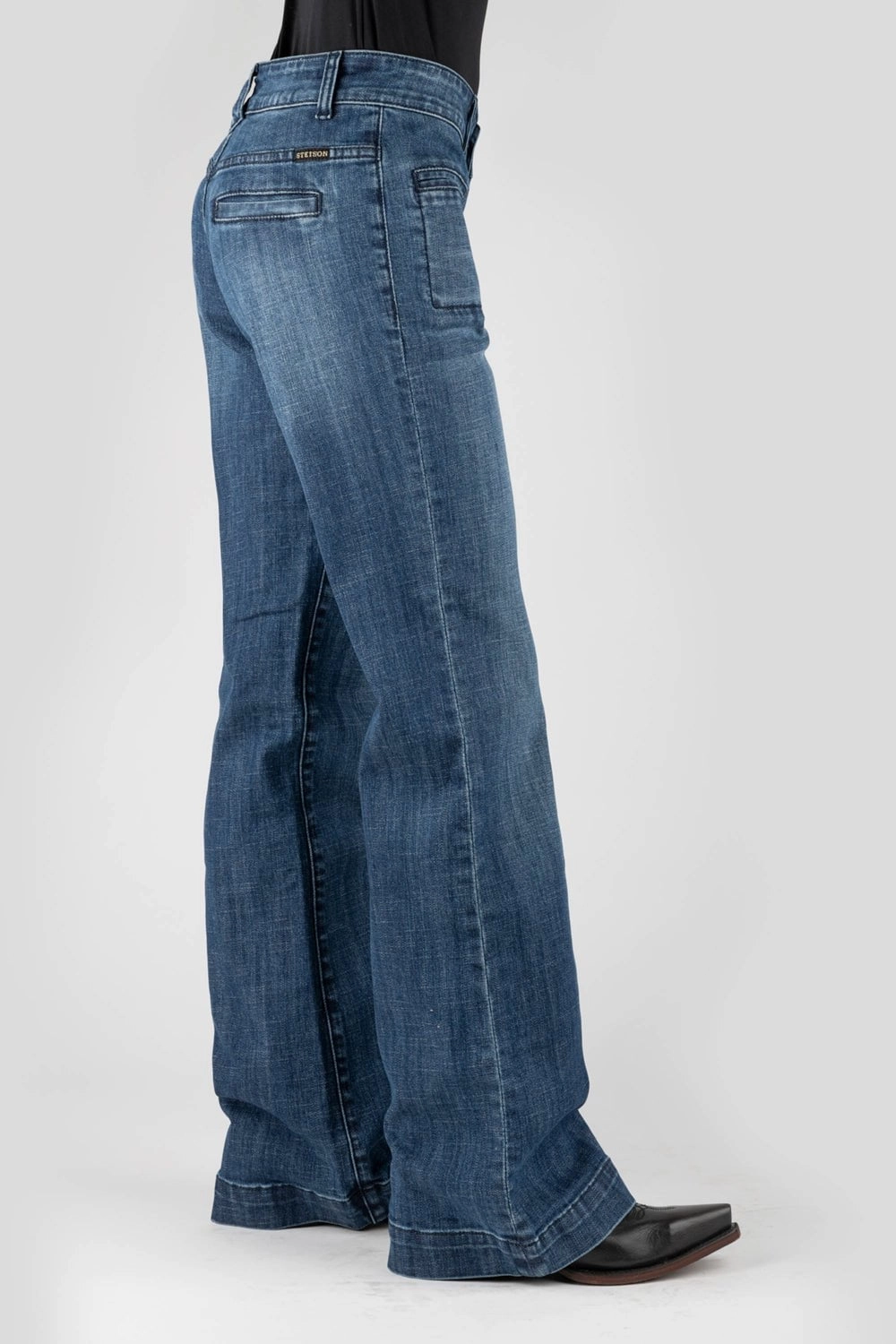 Stetson Womens 214 Plain Back Blue Cotton Blend Jeans Shopping Day Outdoor Enthusiast Minimalist Style Festival Outfit Loose