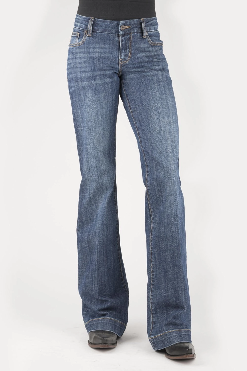 Classic Gym Ready Smooth Minimalist Stetson Womens 214 Trouser Bottom Corner Blue Cotton Blend Jeans