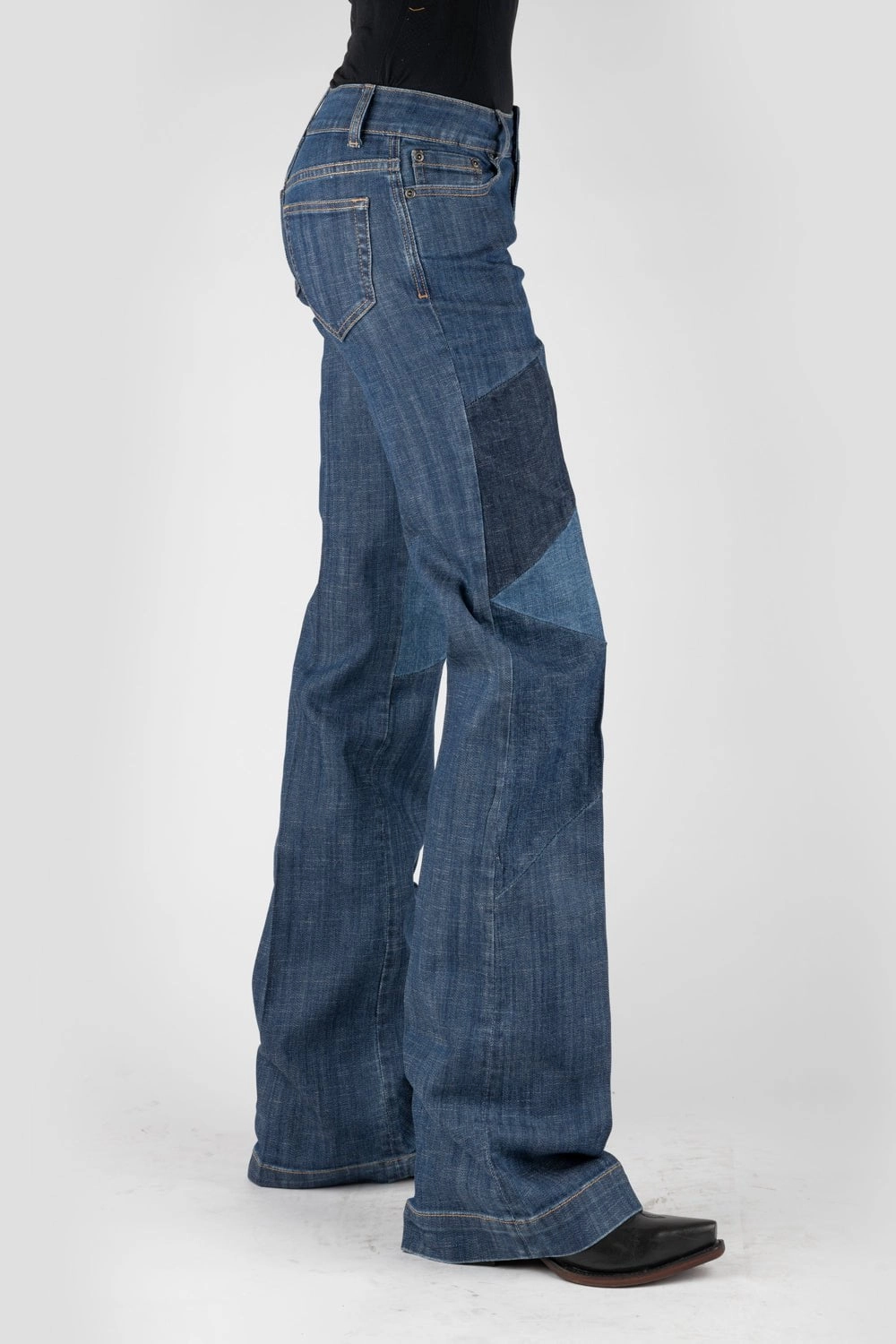 Stetson Womens 214 Trouser Patchwork Blue Cotton Blend Jeans Rainy Day Vintage Lover