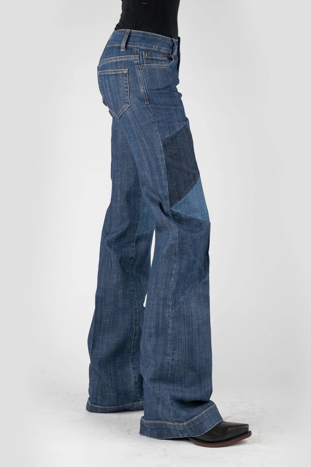 Stetson Womens 214 Trouser Patchwork Blue Cotton Blend Jeans Minimal Shrinkage Fabric On The Move