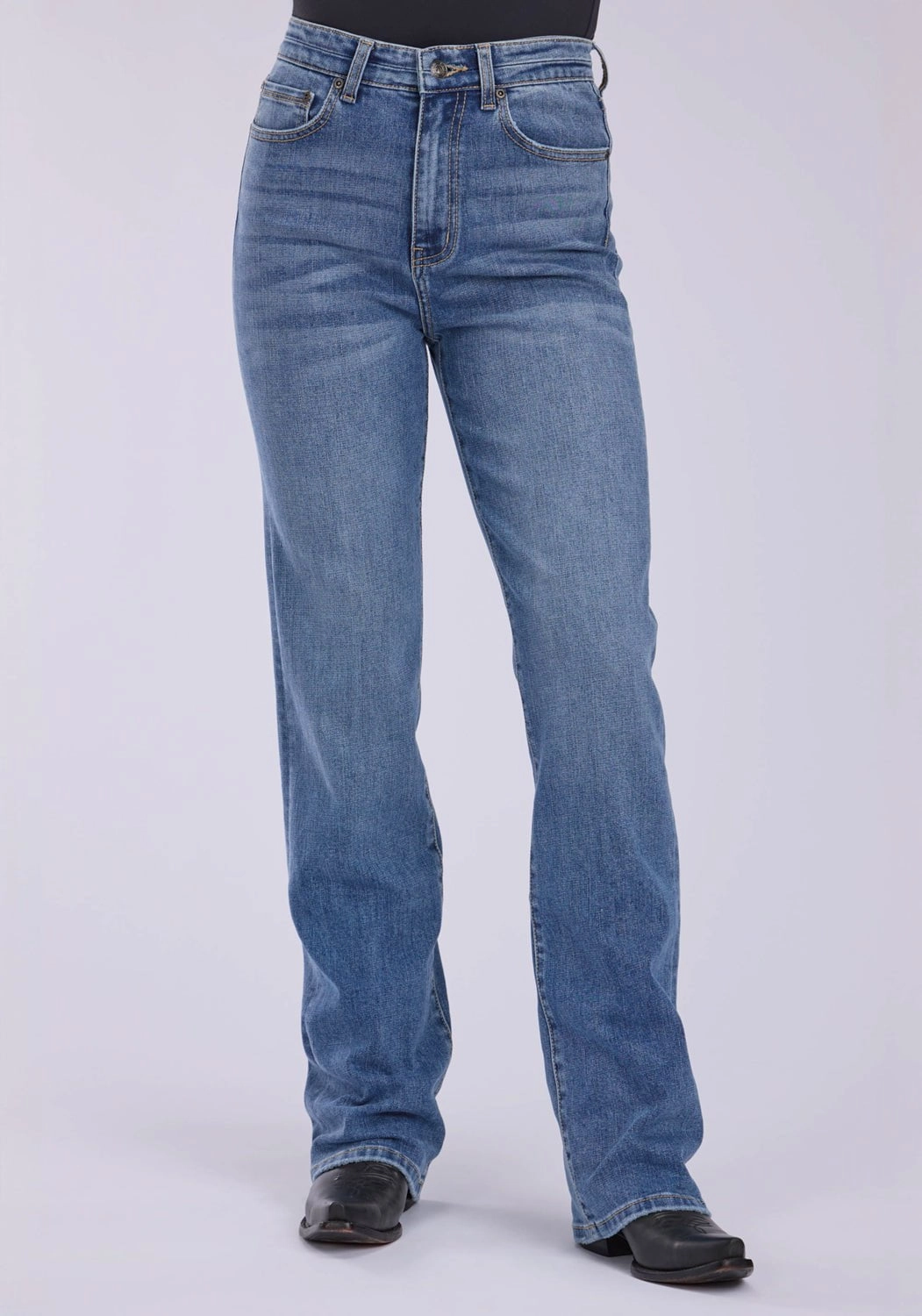 Stetson Womens 915 High Rise Plain Back Blue Cotton Blend Jeans Durable Construction