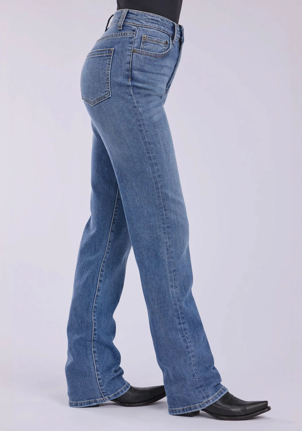 Lockstitch Construction Stetson Womens 915 High Rise Plain Back Blue Cotton Blend Jeans