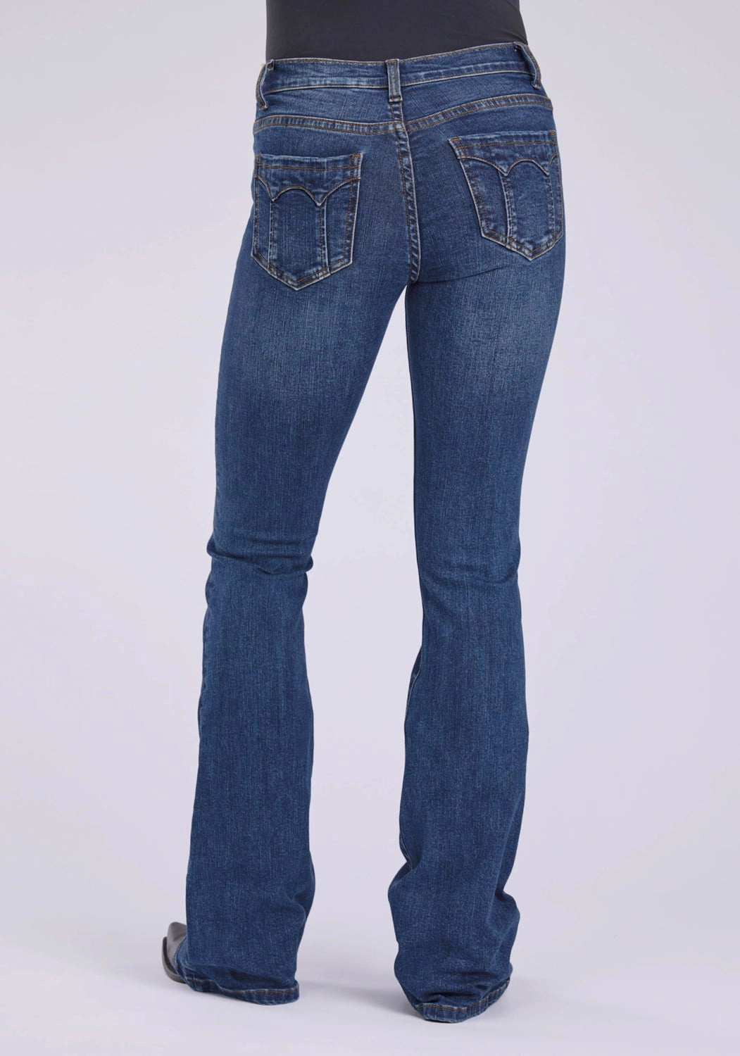 Spring Mood Elegant City Walk Stetson Womens 921 High Waist Flare Dark Wash Cotton Blend Seamed Back Jeans