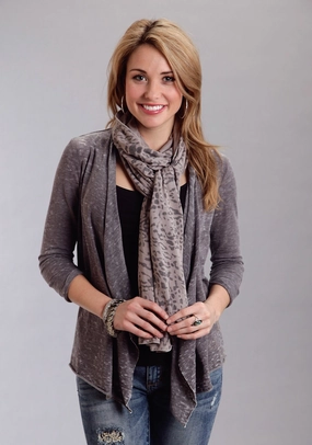 Stetson Womens Animal Print 80x20in Taupe Rayon/Spandex Scarf Homewear Style Flexible Rib Trimming