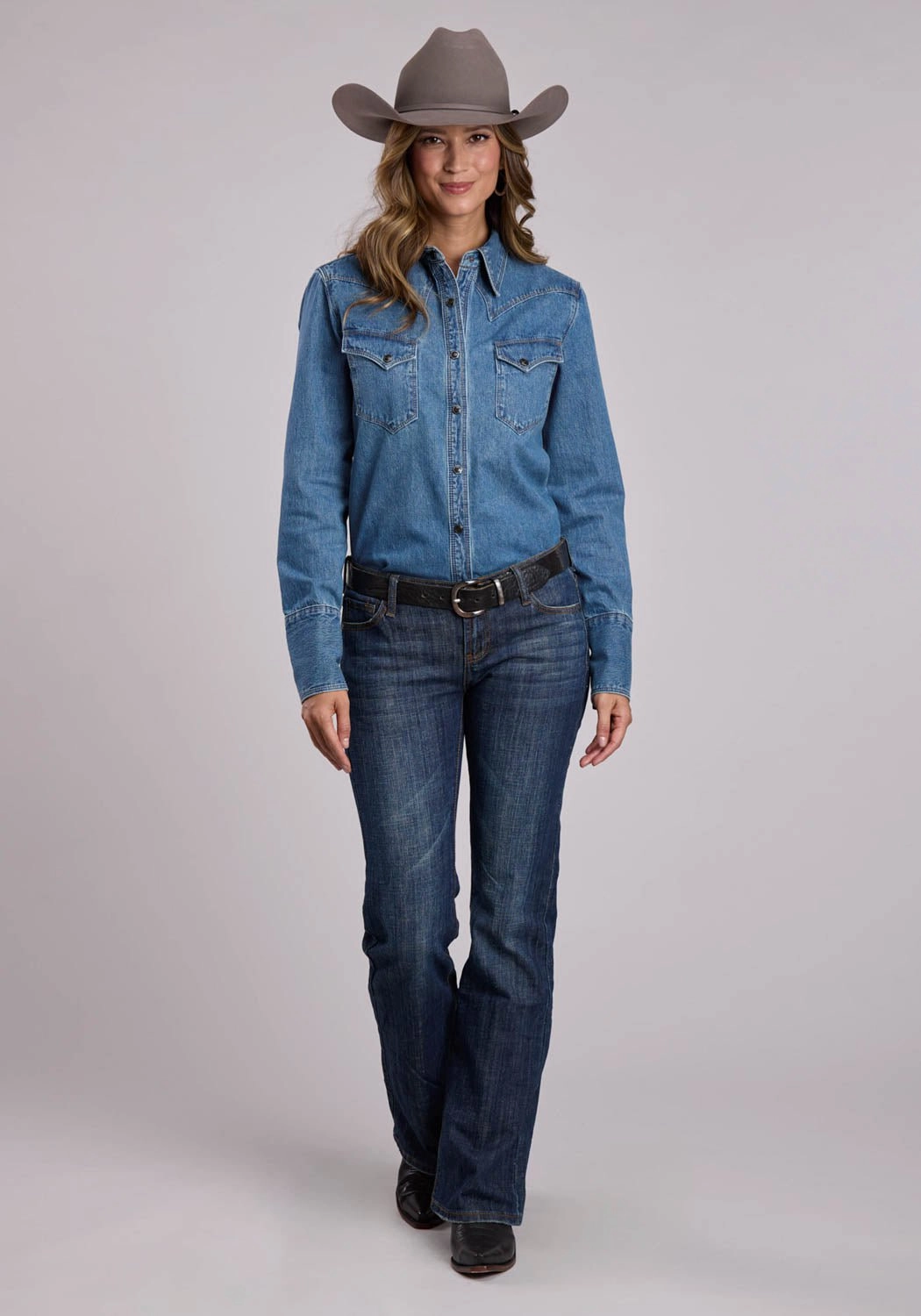 Stetson Womens Asymmetrical Hexagon Blue 100% Cotton L/S Shirt Smart Casual Fitted Silhouette