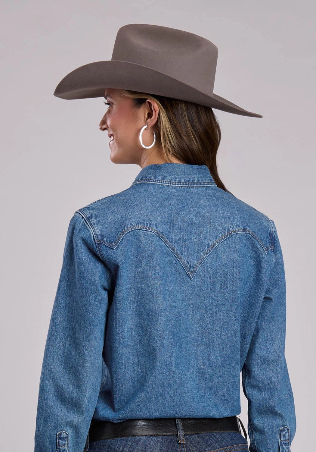 Stetson Womens Asymmetrical Hexagon Blue 100% Cotton L/S Shirt Ultra Soft Interior Snag Free Surface