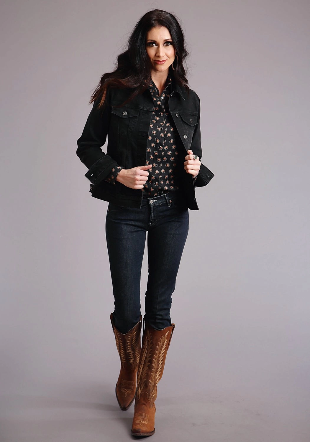 Stetson Womens Black Cotton Blend Denim Stretch Jacket Street Explorer Fit