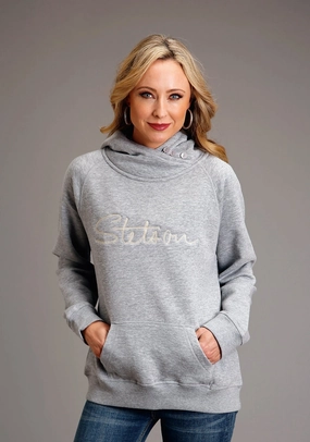 Stetson Womens Chain Stitch Grey Cotton Blend Hoodie AirflowVents