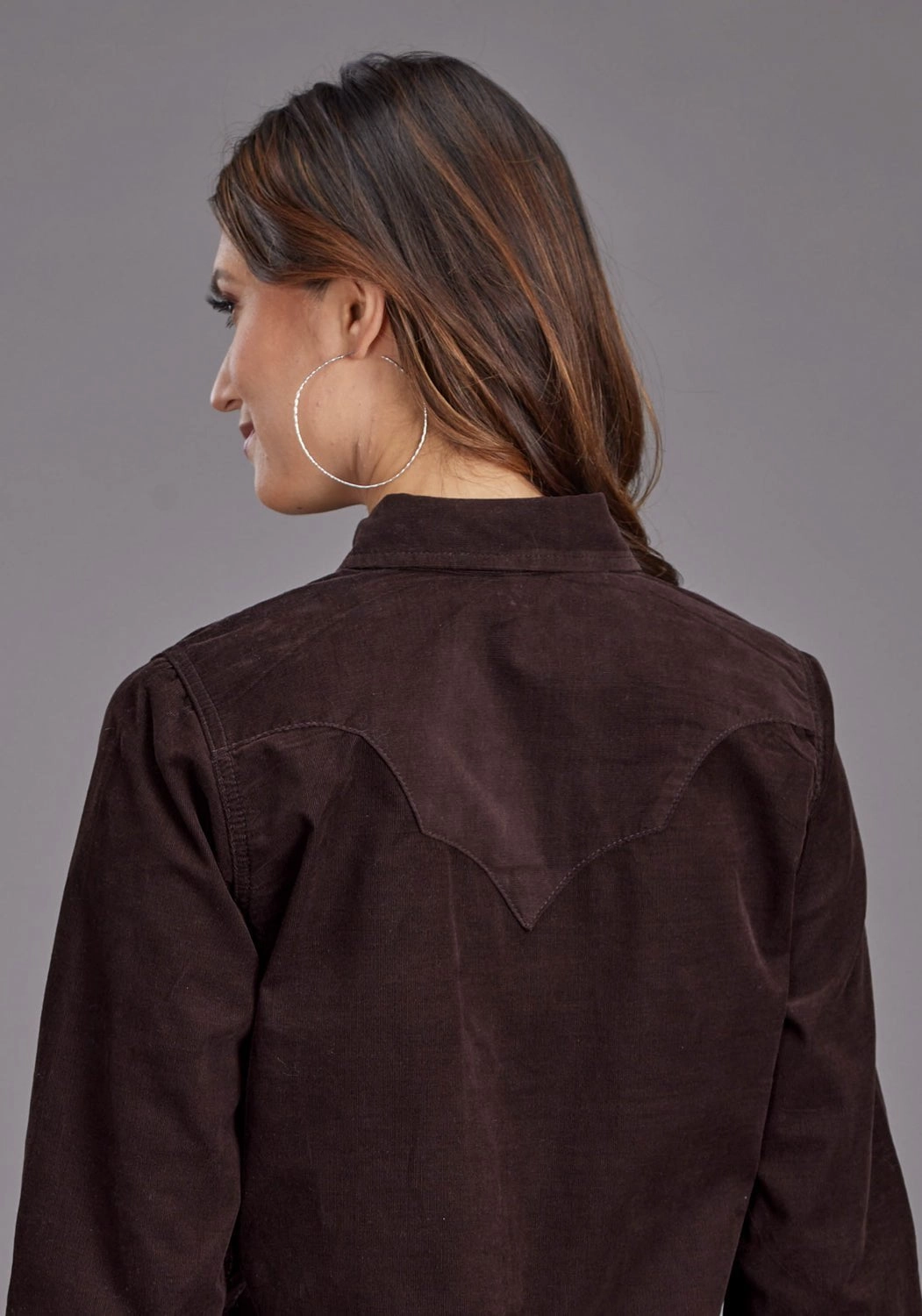 Vibrant Colors Dressy look Stetson Womens Corduroy Denim Brown 100% Cotton L/S Shirt