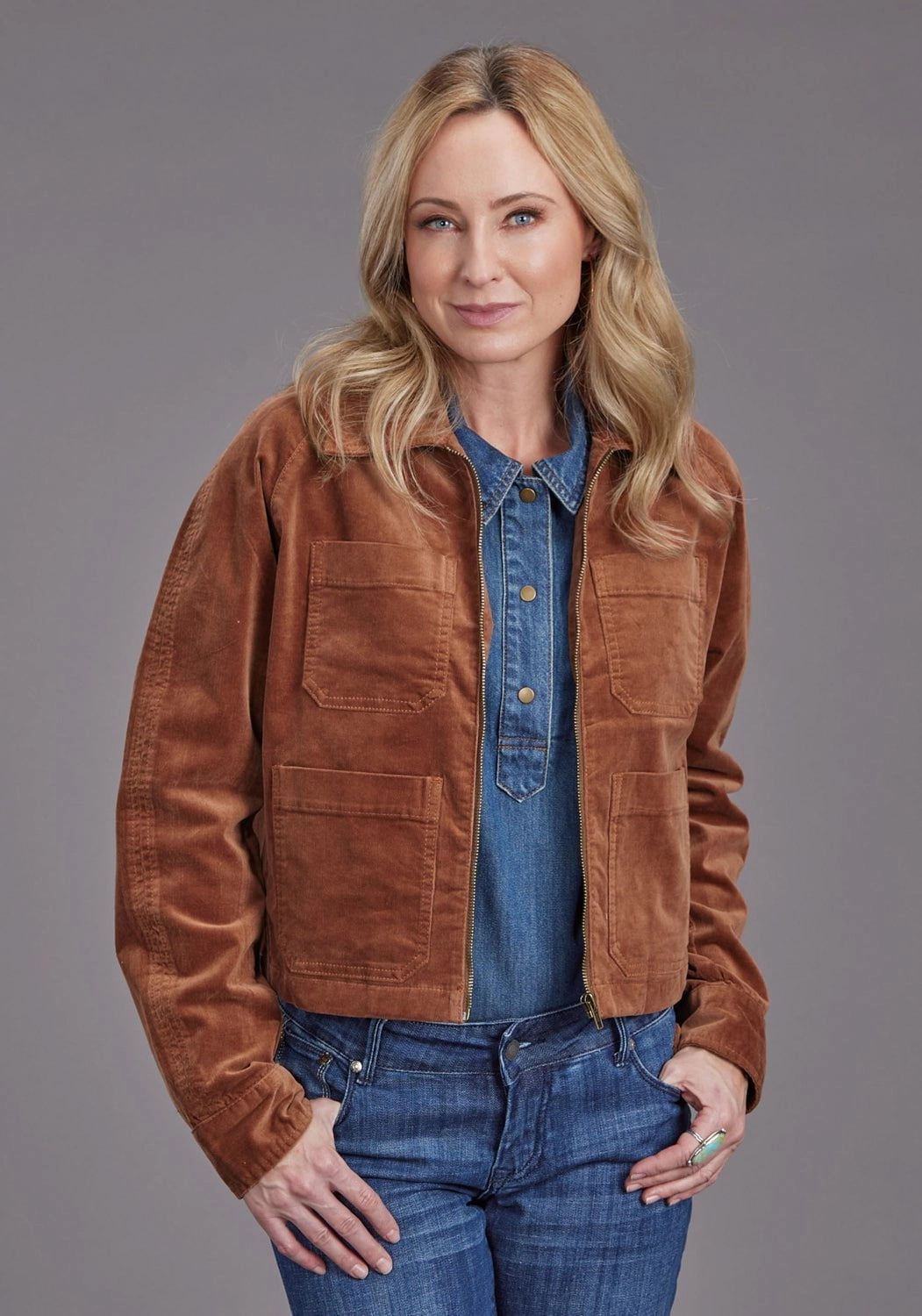 Recycled Textile Stetson Womens Corduroy Raglan Brown Cotton Blend Cotton Jacket