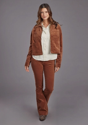 DurableStitching Eco Friendly Dyed Fabric Stetson Womens Corduroy Raglan Brown Cotton Blend Cotton Jacket